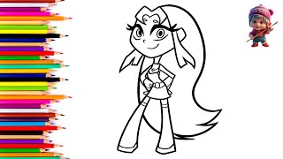 Lovely Starfire from Teen Titans Drawing and Coloring for Kids and Toddlers Easy Step by Step [upl. by Nelac]