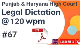 120 WPM ll PUNJAB AND HARYANA HIGH COURTS ENGLISH DICTATION ll LEGAL DICTATION ll stenolover [upl. by Barth]