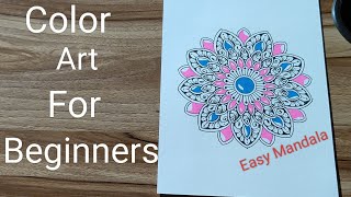 Color Mandala Art For Beginners Step By Step Tutorial EasyMandala59 [upl. by Daza97]