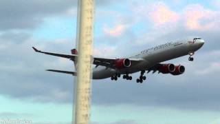 Virgin Atlantic Airbus A340642 Landing at London Heathrow Airport full HD [upl. by Ileana957]