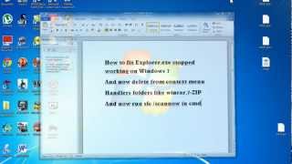 How to fix Explorerexe 100 working tutorial stopped workingnot responding for windows 7 [upl. by Cilla831]