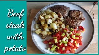 beef steak with butter matching potato recipe [upl. by Anahsal741]