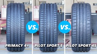 Michelin Pilot Sport 5 vs Pilot Sport 4S vs Primacy 4 The Differences Tested and Explained [upl. by Lucho]