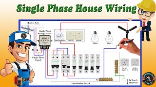 Single Phase House Wiring Diagram  Energy Meter  Single Phase DB Wiring [upl. by Kauppi]