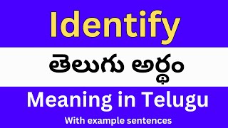 Identify meaning in telugu with examples  Identify తెలుగు లో అర్థం Meaning in Telugu [upl. by Eiggep]