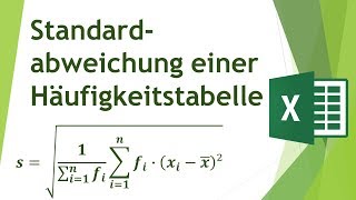 Standardabweichung einer Häufigkeitstabelle in Excel berechnen  Daten analysieren in Excel 10 [upl. by Lavery]