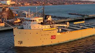 Steamer Alpena arriving in Duluth MN under the Duluth Aerial Lift bridge Turn up the volume [upl. by Boudreaux]