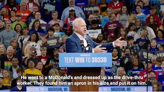 Tim Walz Addresses Donald Trumps McDonalds Cosplay He Thought It Was Halloween Already [upl. by Lissie]