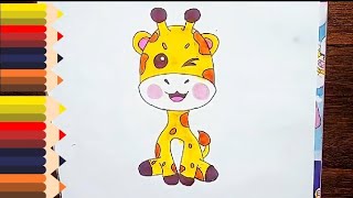 How to draw Giraffe 🦒 for kids drawing [upl. by Greenes]