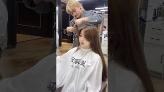 Side Bangs haircut Korean Style shorts hairstyle koreanstyle hairtutorial hair bangs salon [upl. by Ainesy562]