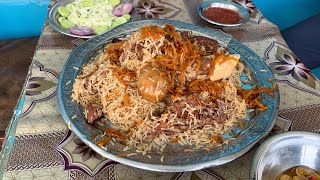 Street Food In Peshawar  MOUNTAIN OF KABULI PULAO  Chapal Kebab Raw Meat BBQ in Pakistan [upl. by Clareta960]