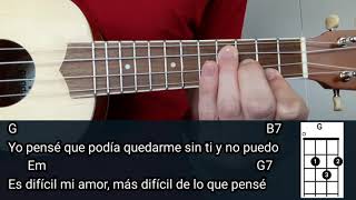 No Te Apartes De Mi  Vicentico en Ukulele Tutorial en Ukulele facilAcordes Guitar [upl. by Ardnola523]