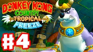 Donkey Kong Country Tropical Freeze  Gameplay Walkthrough Part 4  World 1 Boss Fight 100 [upl. by Aerdnat]