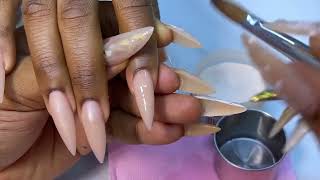 How to shape Stiletto Nails For Beginners  Prep Acrylic application and Filing 💯 [upl. by Eolanda]