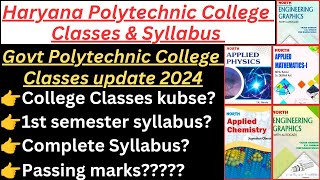 Haryana Polytechnic Admission 202425 1st semester complete syllabusCollege Classes [upl. by Brewster577]