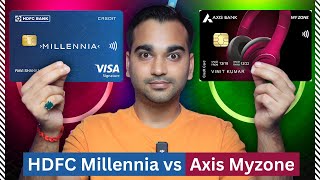 HDFC Millennia vs Axis MyZone credit card Comparing Rewards Fees and Benefits [upl. by Atikkin]