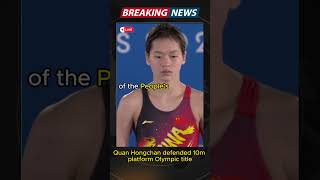 Quan Hongchan defended 10m platform Olympic title shorts olympics [upl. by Tally]