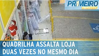 Loja é invadida por ladrões duas vezes no mesmo dia no interior de SP  Primeiro Impacto 261223 [upl. by Ordnazil]