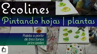 Como pintar hojas  plantas con ecolines [upl. by Corneille268]