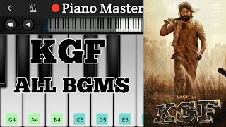 KGF ALL BGMS ON PIANO TUTORIAL [upl. by Eniamahs]