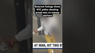 Bodycam footage shows NYC police shooting armed man on subway platform newyorkcity [upl. by Aratihc645]