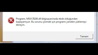 MSVCR100Dll MSVCR110DII Hatası Çözümü [upl. by Quint228]