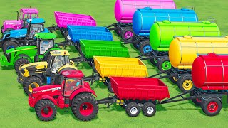 BIG TRACTORS OF COLORS FENDT TRACTORS TRANSPORT BATTLE WITH TANKER and LIME  Farming Simulator 22 [upl. by Cower]