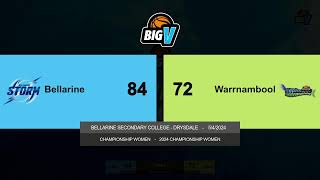 BigV Champ Women  Bellarine vs Warrnambool  Round 5 [upl. by Ariec]