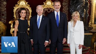 Spains King Hosts Biden and World Leaders at NATO Gala Dinner [upl. by Elyk]