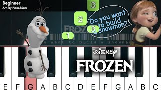 Beginner Do you want to build a snowman  Frozen  Piano Tutorial with Finger Numbers [upl. by Akemahc]