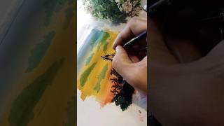 Easy Sunset Painting 🖌️ with 20rs watercolor 💕painting drawing acrylicpainting india art [upl. by Avictor]