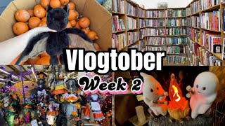 VLOGTOBER • Antique Vintage Halloween Shopping Plush Warmies Jellycat Book Vlog [upl. by Mcgaw]