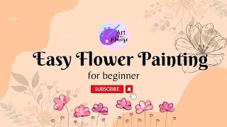 Easy Flower PaintingFor beginnersAcrylic🌹🌸🌷 [upl. by Latoye]