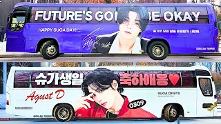 BTS SUGA Birthday Project 2024 outside HYBE Building 💜 YOONGI BUS [upl. by Meluhs]