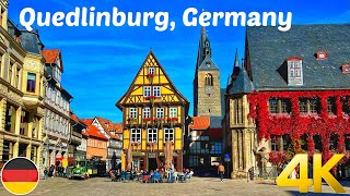 Quedlinburg Germany walking tour 4K 60fps  Most beautiful medieval town in Germany [upl. by Anak205]