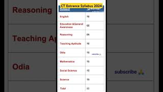 Odisha CT Entrance Syllabus ampExam Pattern 2024 ctexam2024 syllabus shorts [upl. by Aihsad]