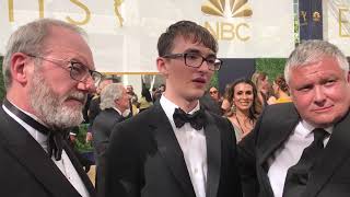 Game of Thrones Isaac Hempstead Wright Liam Cunningham Conleth Hill on Emmys red carpet [upl. by Ariahay]