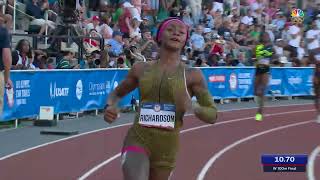 ShaCarri Richardson qualifies for first Olympics in 100m  US Olympic Track amp Field Trials [upl. by Nylaj657]