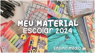 MEU MATERIAL ESCOLAR 2024 🤍  ensino médio [upl. by Paza70]