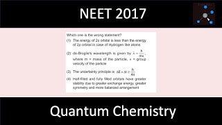 Which one is the wrong statement  NEET 2017 Question  Quantum Chemistry [upl. by Aikaz]