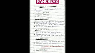 Pancreas। Anatomyamp Physiology shortnotes shortsvideo youtubeshorts । short note on pancreas [upl. by Nauwaj]