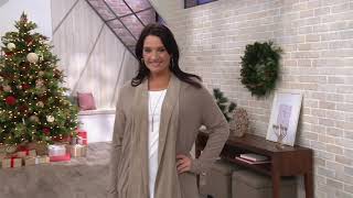 Kelly by Clinton Kelly Cardigan with Faux Suede Shawl Collar on QVC [upl. by Bussey]