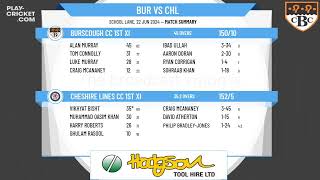 Burscough CC 1st XI v Cheshire Lines CC 1st XI [upl. by Ardnuas792]