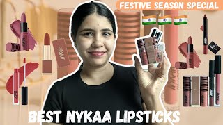 Top 05 BEST NYKAA LIPSTICKS For Medium Skin  Bare Skin Swatches [upl. by Dorehs]