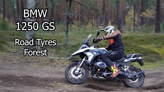 BMW 1250 GS in forest on Road Tyres [upl. by Dumanian]