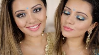 Indian Makeup Look  Turquoise  Gold [upl. by Forsyth]