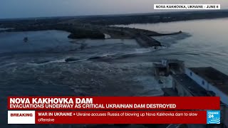 Nova Kakhovka Dam Breach France 24 English June 67 2023 Excerpts [upl. by Leahkim]