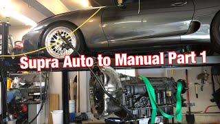 1998 Supra Turbo Auto to Manual Conversion Part 1 Disassembly and Preparation [upl. by Ednutabab541]