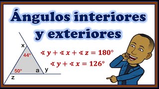 Calcular medida de Ángulos Interiores y Exteriores Desconocidos de un triángulo Seaprendehaciendo [upl. by Claude377]