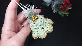 Campana Uncinetto Tutorial Decorazione Natale ✨ Crochet Bell Christmas Ornaments 💛Campana Navideña [upl. by Halueb927]